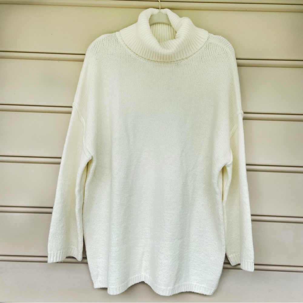 LILLUSORY Dropped Shoulder Oversized Turtleneck Sweaters Cream Women's S Winter